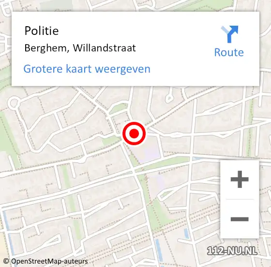 Locatie op kaart van de 112 melding: Politie Berghem, Willandstraat op 25 mei 2018 19:50