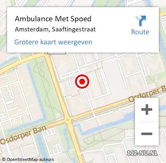 Locatie op kaart van de 112 melding: Ambulance Met Spoed Naar Amsterdam, Saaftingestraat op 25 mei 2018 19:58