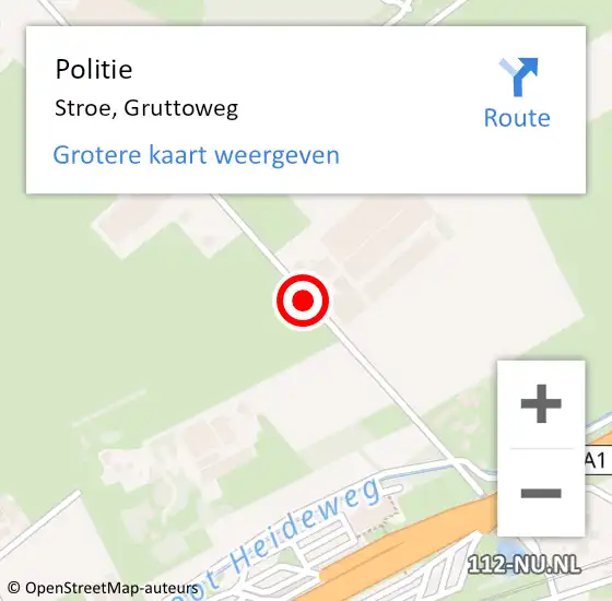 Locatie op kaart van de 112 melding: Politie Stroe, Gruttoweg op 25 mei 2018 19:59