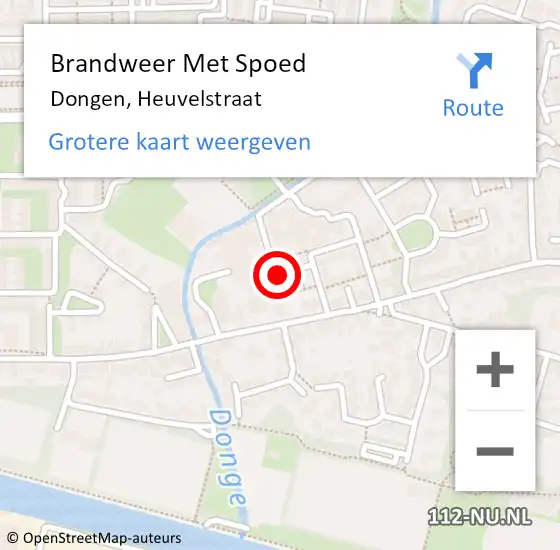 Locatie op kaart van de 112 melding: Brandweer Met Spoed Naar Dongen, Heuvelstraat op 25 mei 2018 20:08