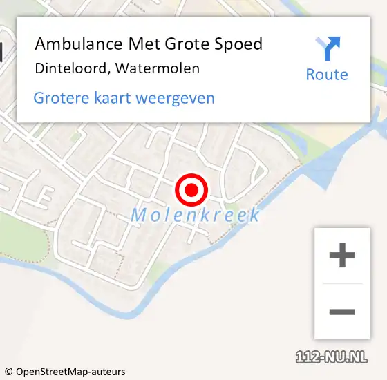 Locatie op kaart van de 112 melding: Ambulance Met Grote Spoed Naar Dinteloord, Watermolen op 25 mei 2018 20:55