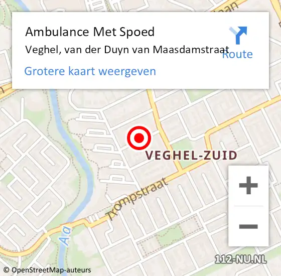 Locatie op kaart van de 112 melding: Ambulance Met Spoed Naar Veghel, van der Duyn van Maasdamstraat op 25 mei 2018 21:28