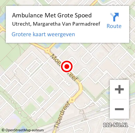 Locatie op kaart van de 112 melding: Ambulance Met Grote Spoed Naar Utrecht, Margaretha Van Parmadreef op 25 mei 2018 21:39