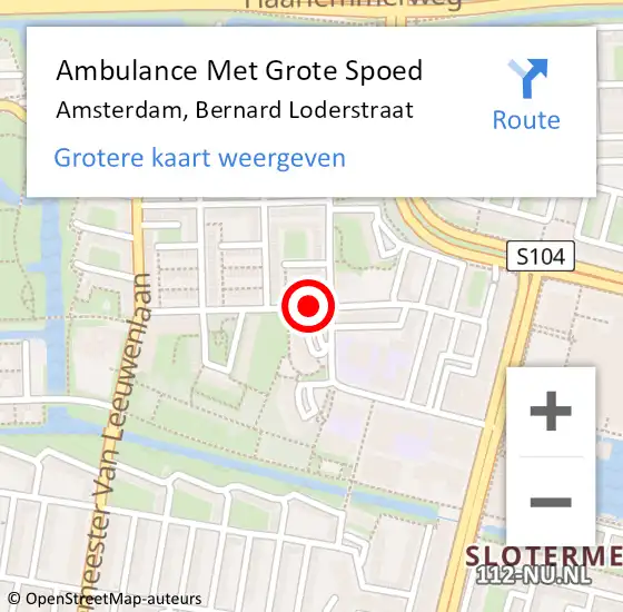 Locatie op kaart van de 112 melding: Ambulance Met Grote Spoed Naar Amsterdam, Bernard Loderstraat op 25 mei 2018 21:40