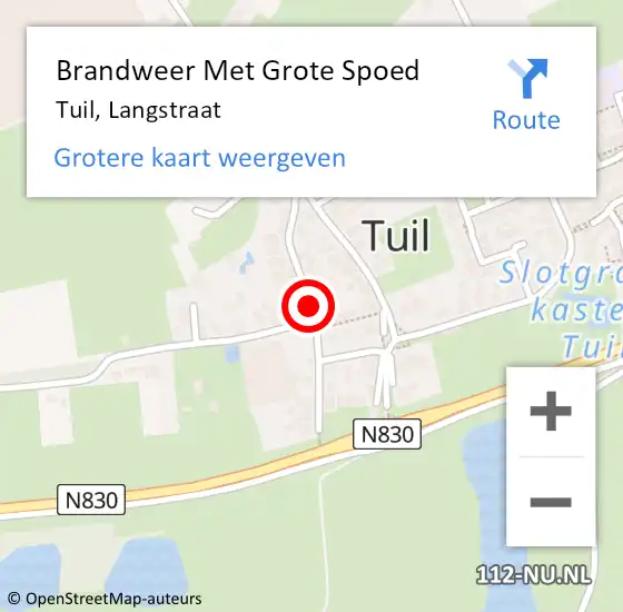 Locatie op kaart van de 112 melding: Brandweer Met Grote Spoed Naar Tuil, Langstraat op 25 mei 2018 21:52