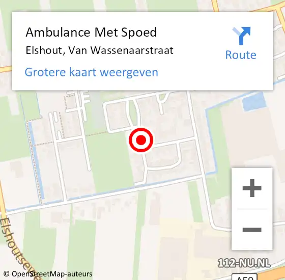 Locatie op kaart van de 112 melding: Ambulance Met Spoed Naar Elshout, Van Wassenaarstraat op 25 mei 2018 22:52