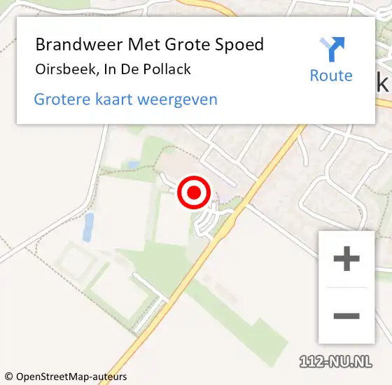 Locatie op kaart van de 112 melding: Brandweer Met Grote Spoed Naar Oirsbeek, In De Pollack op 25 mei 2018 23:15