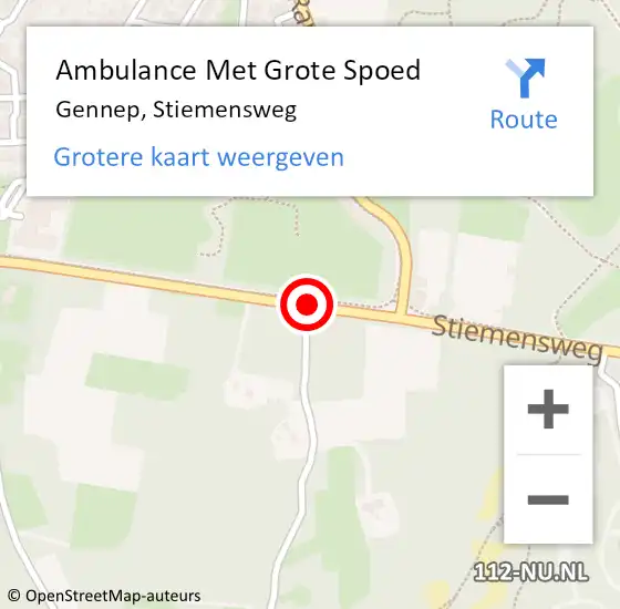 Locatie op kaart van de 112 melding: Ambulance Met Grote Spoed Naar Gennep, Stiemensweg op 25 mei 2018 23:34