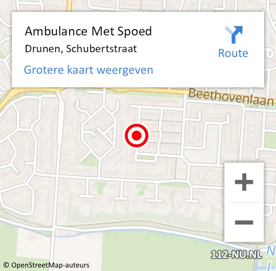 Locatie op kaart van de 112 melding: Ambulance Met Spoed Naar Drunen, Schubertstraat op 25 mei 2018 23:39