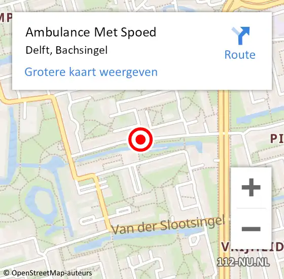 Locatie op kaart van de 112 melding: Ambulance Met Spoed Naar Delft, Bachsingel op 26 mei 2018 01:40