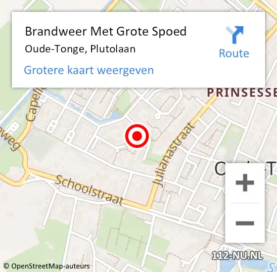 Locatie op kaart van de 112 melding: Brandweer Met Grote Spoed Naar Oude-Tonge, Plutolaan op 26 mei 2018 01:52