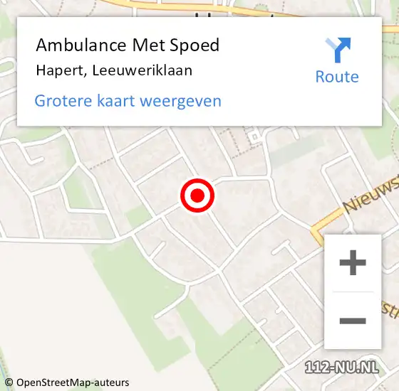 Locatie op kaart van de 112 melding: Ambulance Met Spoed Naar Hapert, Leeuweriklaan op 26 mei 2018 02:31