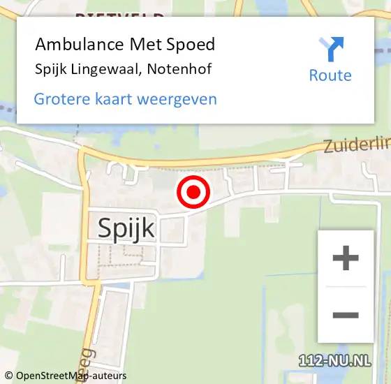 Locatie op kaart van de 112 melding: Ambulance Met Spoed Naar Spijk Lingewaal, Notenhof op 26 mei 2018 03:31