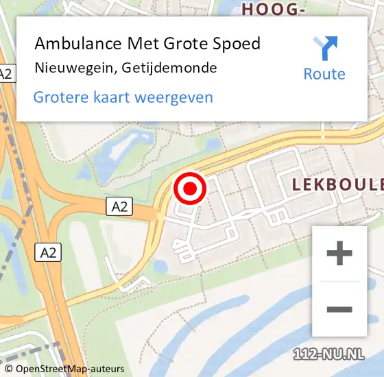 Locatie op kaart van de 112 melding: Ambulance Met Grote Spoed Naar Nieuwegein, Getijdemonde op 26 mei 2018 04:04