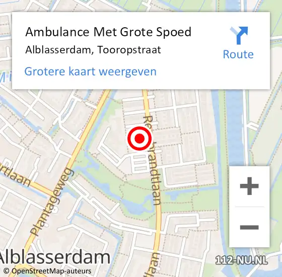 Locatie op kaart van de 112 melding: Ambulance Met Grote Spoed Naar Alblasserdam, Tooropstraat op 26 mei 2018 04:32