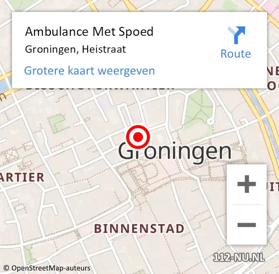 Locatie op kaart van de 112 melding: Ambulance Met Spoed Naar Groningen, Putterstraat op 26 mei 2018 06:06