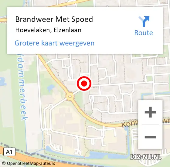 Locatie op kaart van de 112 melding: Brandweer Met Spoed Naar Hoevelaken, Elzenlaan op 26 mei 2018 06:11