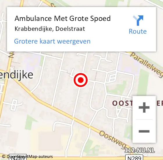 Locatie op kaart van de 112 melding: Ambulance Met Grote Spoed Naar Krabbendijke, Doelstraat op 26 mei 2018 06:18