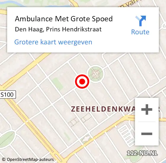 Locatie op kaart van de 112 melding: Ambulance Met Grote Spoed Naar Den Haag, Prins Hendrikstraat op 26 mei 2018 06:28