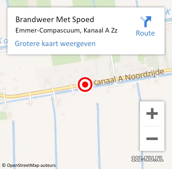 Locatie op kaart van de 112 melding: Brandweer Met Spoed Naar Emmer-Compascuum, Kanaal A Zz op 26 mei 2018 06:44