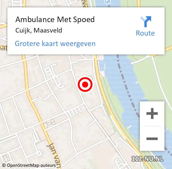 Locatie op kaart van de 112 melding: Ambulance Met Spoed Naar Cuijk, Maasveld op 26 mei 2018 07:46