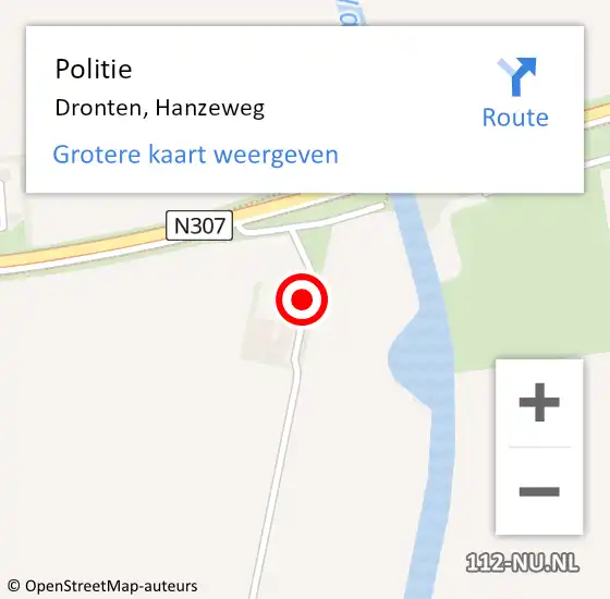 Locatie op kaart van de 112 melding: Politie Dronten, Hanzeweg op 25 februari 2014 17:12