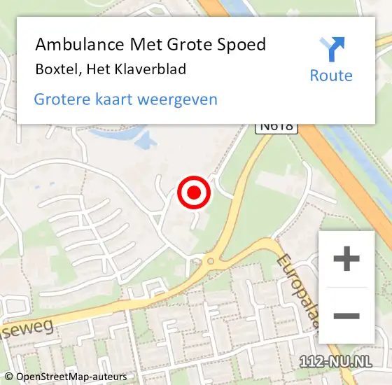 Locatie op kaart van de 112 melding: Ambulance Met Grote Spoed Naar Boxtel, Het Klaverblad op 26 mei 2018 08:23