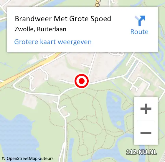 Locatie op kaart van de 112 melding: Brandweer Met Grote Spoed Naar Zwolle, Ruiterlaan op 25 februari 2014 17:15