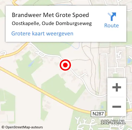 Locatie op kaart van de 112 melding: Brandweer Met Grote Spoed Naar Oostkapelle, Oude Domburgseweg op 26 mei 2018 09:30