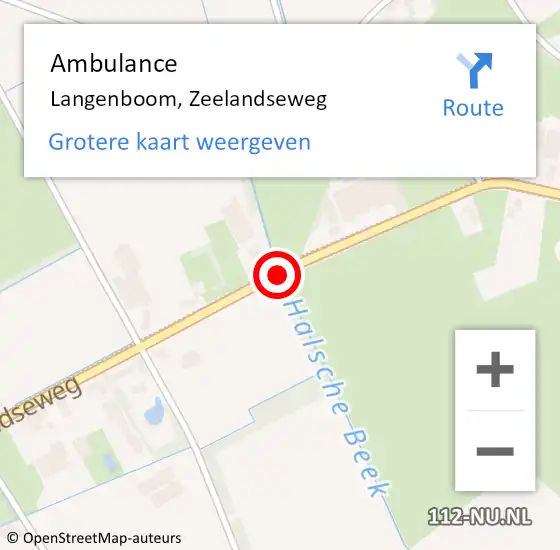 Locatie op kaart van de 112 melding: Ambulance Langenboom, Zeelandseweg op 26 mei 2018 09:57