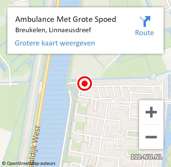 Locatie op kaart van de 112 melding: Ambulance Met Grote Spoed Naar Breukelen, Linnaeusdreef op 26 mei 2018 09:57