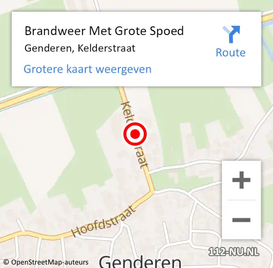 Locatie op kaart van de 112 melding: Brandweer Met Grote Spoed Naar Genderen, Kelderstraat op 25 februari 2014 17:20