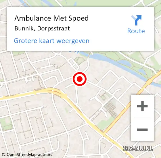 Locatie op kaart van de 112 melding: Ambulance Met Spoed Naar Bunnik, Dorpsstraat op 26 mei 2018 10:13