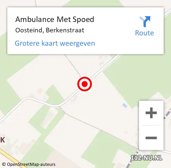 Locatie op kaart van de 112 melding: Ambulance Met Spoed Naar Oosteind, Berkenstraat op 26 mei 2018 10:22