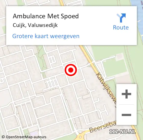 Locatie op kaart van de 112 melding: Ambulance Met Spoed Naar Cuijk, Valuwsedijk op 26 mei 2018 10:50