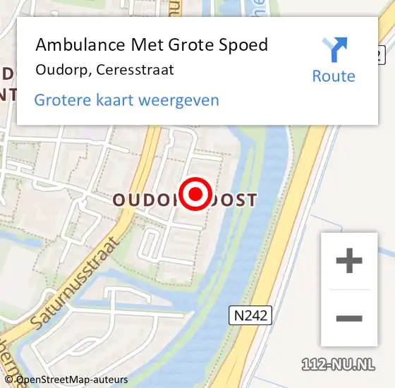 Locatie op kaart van de 112 melding: Ambulance Met Grote Spoed Naar Oudorp, Ceresstraat op 26 mei 2018 10:59