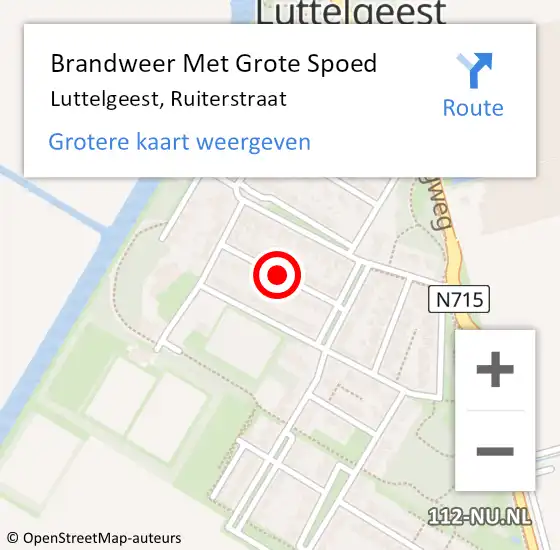 Locatie op kaart van de 112 melding: Brandweer Met Grote Spoed Naar Luttelgeest, Ruiterstraat op 26 mei 2018 11:11