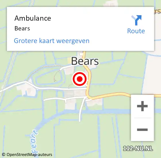 Locatie op kaart van de 112 melding: Ambulance Bears op 26 mei 2018 11:12
