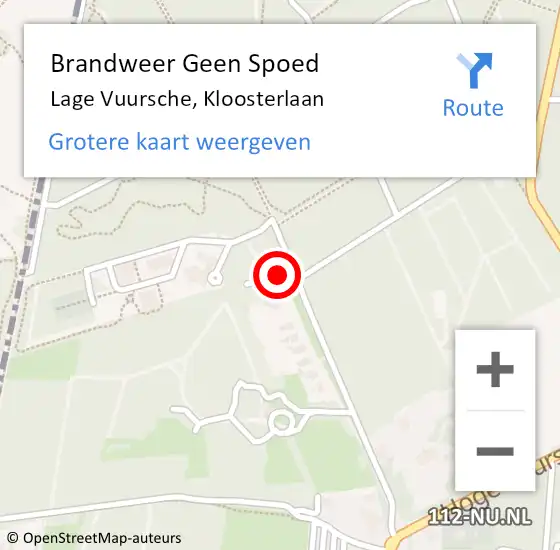 Locatie op kaart van de 112 melding: Brandweer Geen Spoed Naar Lage Vuursche, Kloosterlaan op 26 mei 2018 11:24
