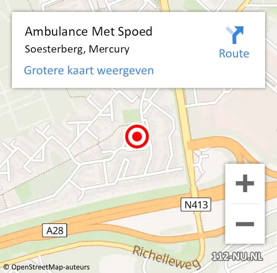 Locatie op kaart van de 112 melding: Ambulance Met Spoed Naar Soesterberg, Mercury op 26 mei 2018 11:35