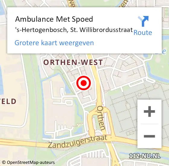 Locatie op kaart van de 112 melding: Ambulance Met Spoed Naar 's-Hertogenbosch, St. Willibrordusstraat op 26 mei 2018 11:37