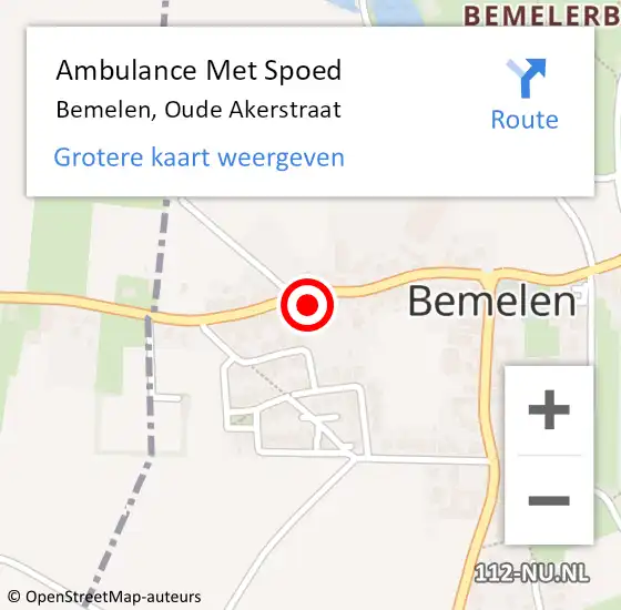 Locatie op kaart van de 112 melding: Ambulance Met Spoed Naar Bemelen, Oude Akerstraat op 23 september 2013 16:22