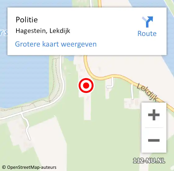 Locatie op kaart van de 112 melding: Politie Hagestein, Lekdijk op 26 mei 2018 11:44