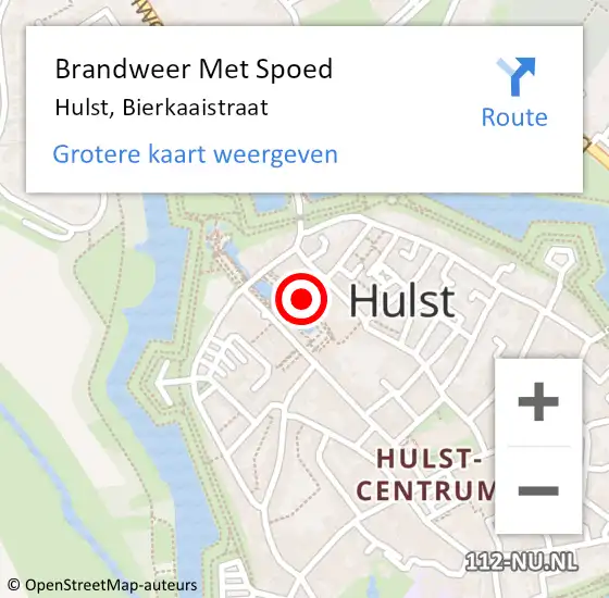 Locatie op kaart van de 112 melding: Brandweer Met Spoed Naar Hulst, Bierkaaistraat op 26 mei 2018 12:59