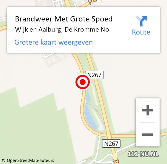 Locatie op kaart van de 112 melding: Brandweer Met Grote Spoed Naar Wijk en Aalburg, De Kromme Nol op 26 mei 2018 13:08