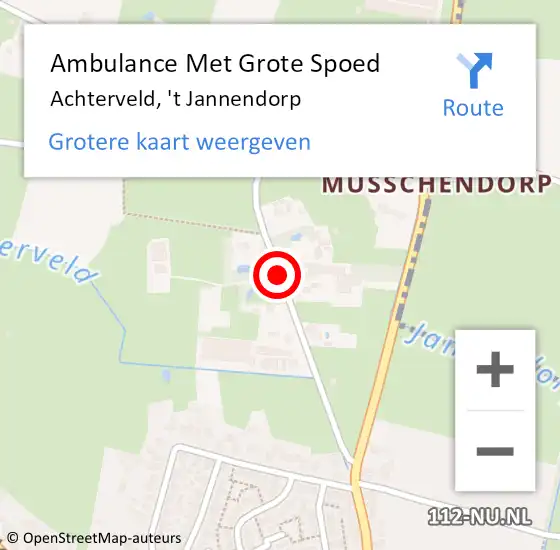 Locatie op kaart van de 112 melding: Ambulance Met Grote Spoed Naar Achterveld, 't Jannendorp op 26 mei 2018 13:10