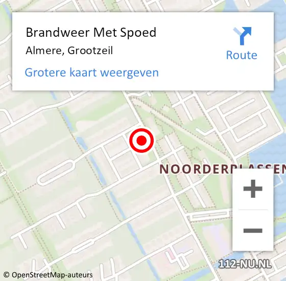 Locatie op kaart van de 112 melding: Brandweer Met Spoed Naar Almere, Grootzeil op 26 mei 2018 13:15