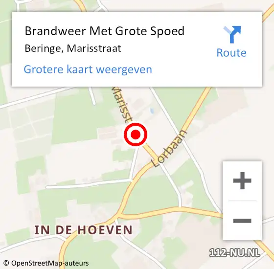 Locatie op kaart van de 112 melding: Brandweer Met Grote Spoed Naar Beringe, Marisstraat op 26 mei 2018 13:24