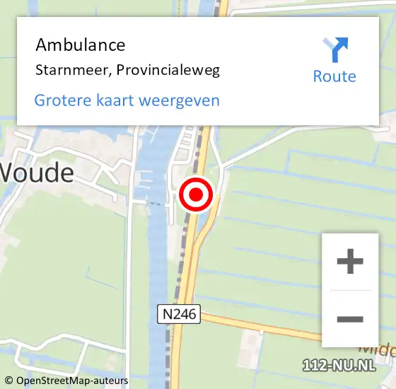 Locatie op kaart van de 112 melding: Ambulance Starnmeer, Provincialeweg op 26 mei 2018 13:51