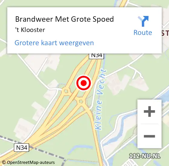 Locatie op kaart van de 112 melding: Brandweer Met Grote Spoed Naar 't Klooster op 25 februari 2014 17:47